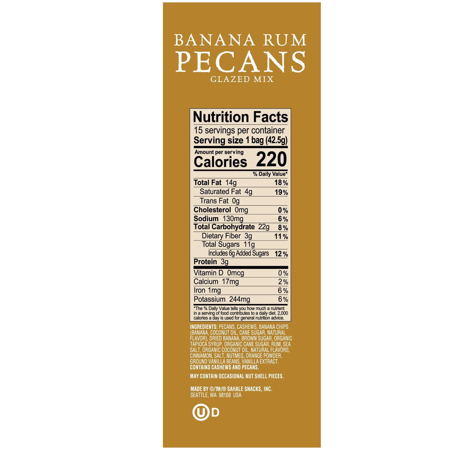 Sahale Snacks Banana Rum Pecans Glazed Mix, 1.5 oz., 15 pk