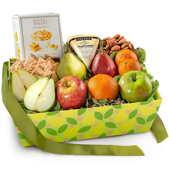 A Gift Inside Organic Nuts, Cheese and Fruit Classic Gift Basket