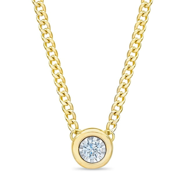 0.18 CT. T.W. Diamond Bezel Pendant Necklace in 14K Gold