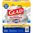 thumbnail image 1 of Glad ForceFlex MaxStrength with Clorox Tall Kitchen Drawstring Trash Bags, Lemon Fresh Scent, 13 Gallon, 120 ct., 1 of 9
