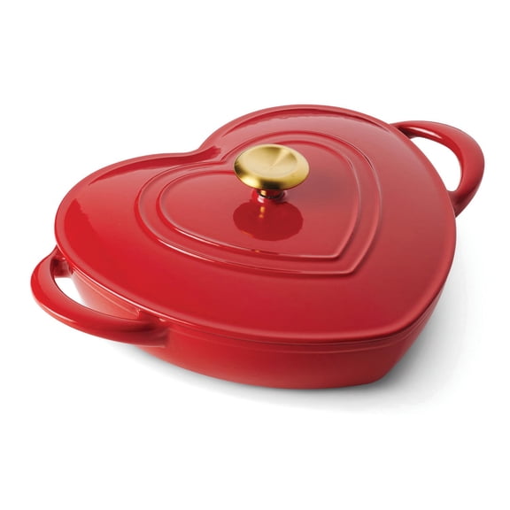 Tramontina 3-Quart Heart Shape Enameled Cast Iron Dutch Oven (Shallow, Oven Safe)