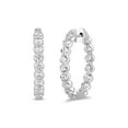 thumbnail image 1 of Round Cut In and Out Diamond Hoop Earrings in 14K Gold, 1 of 7