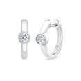 thumbnail image 2 of 0.20 CT. TW. Diamond Bezel Huggie Hoop Earrings in 14K Gold, 2 of 5