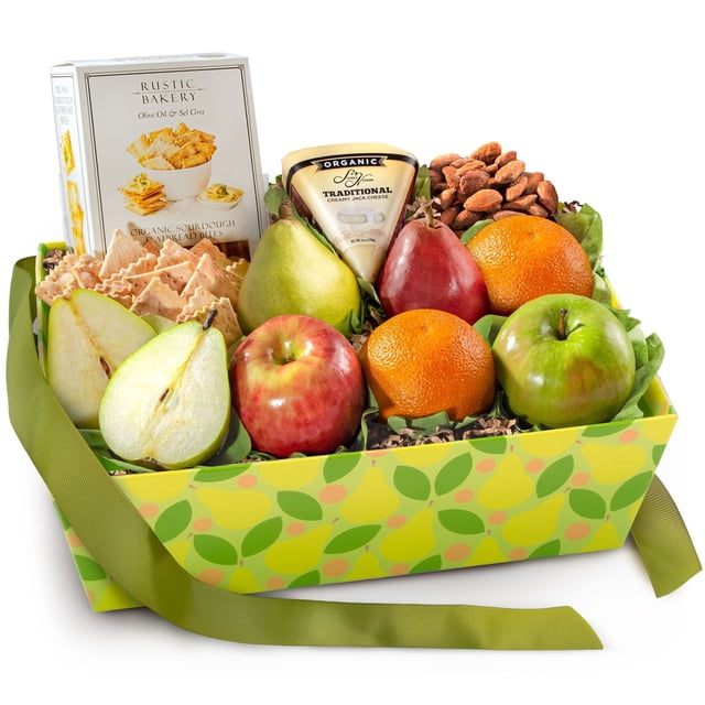 A Gift Inside Organic Nuts, Cheese and Fruit Classic Gift Basket