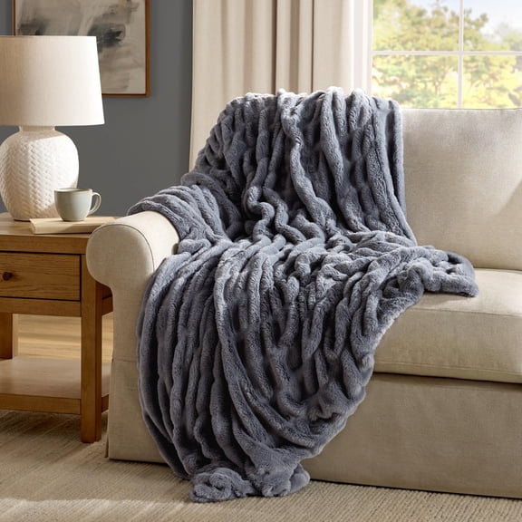 Member's Mark Ruched Faux Fur Throw, 60" x 70"