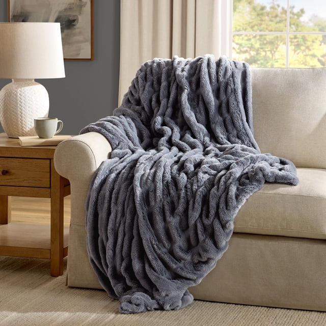 Member's Mark Ruched Faux Fur Throw, 60" x 70"