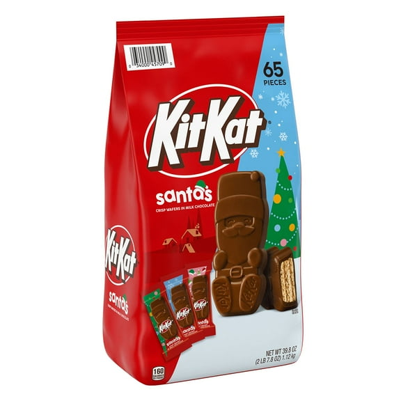 KIT KAT Christmas Milk Chocolate Wafer Santas Candy, 65 pcs.