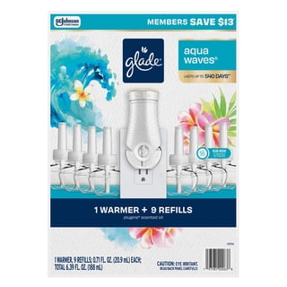 Glade PlugIns Scented Oil, Aqua Waves, 1 Warmer + 9 Refills