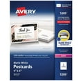 thumbnail image 1 of Avery Postcards for Laser Printers, 4 x 6, Uncoated White, 2/Sheet, 100/Box, 1 of 9