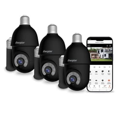 Energizer 2K Light Bulb Socket Security Camera with Socket Extension, 3pk.
