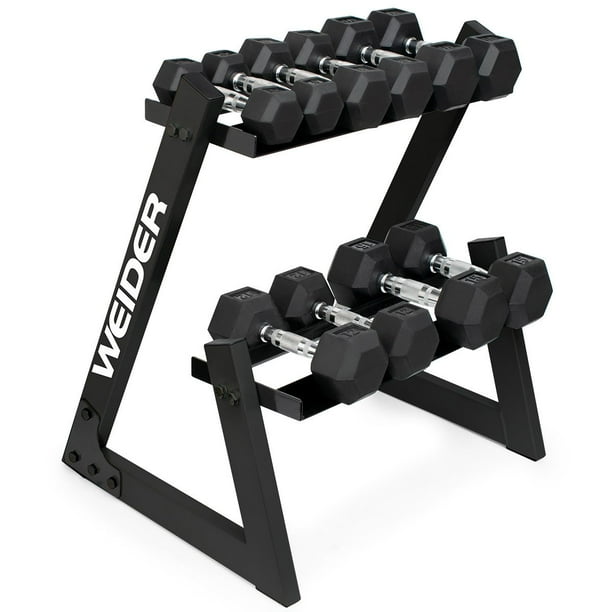 Weider 100 Dumbbell Set with 2-Tier Storage Rack - Main Image