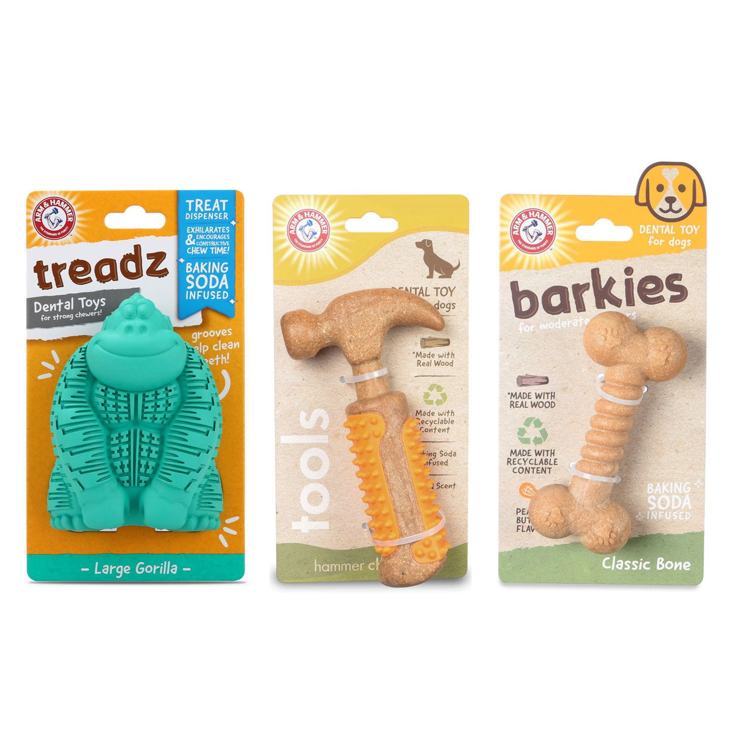 Arm & Hammer Dental Dog Toys, Variety Pack, 3 ct