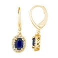 thumbnail image 1 of Oval Cut Genuine Gemstone and 0.16 CT. T.W. Diamond Dangle Earrings in 14K Gold, 1 of 5