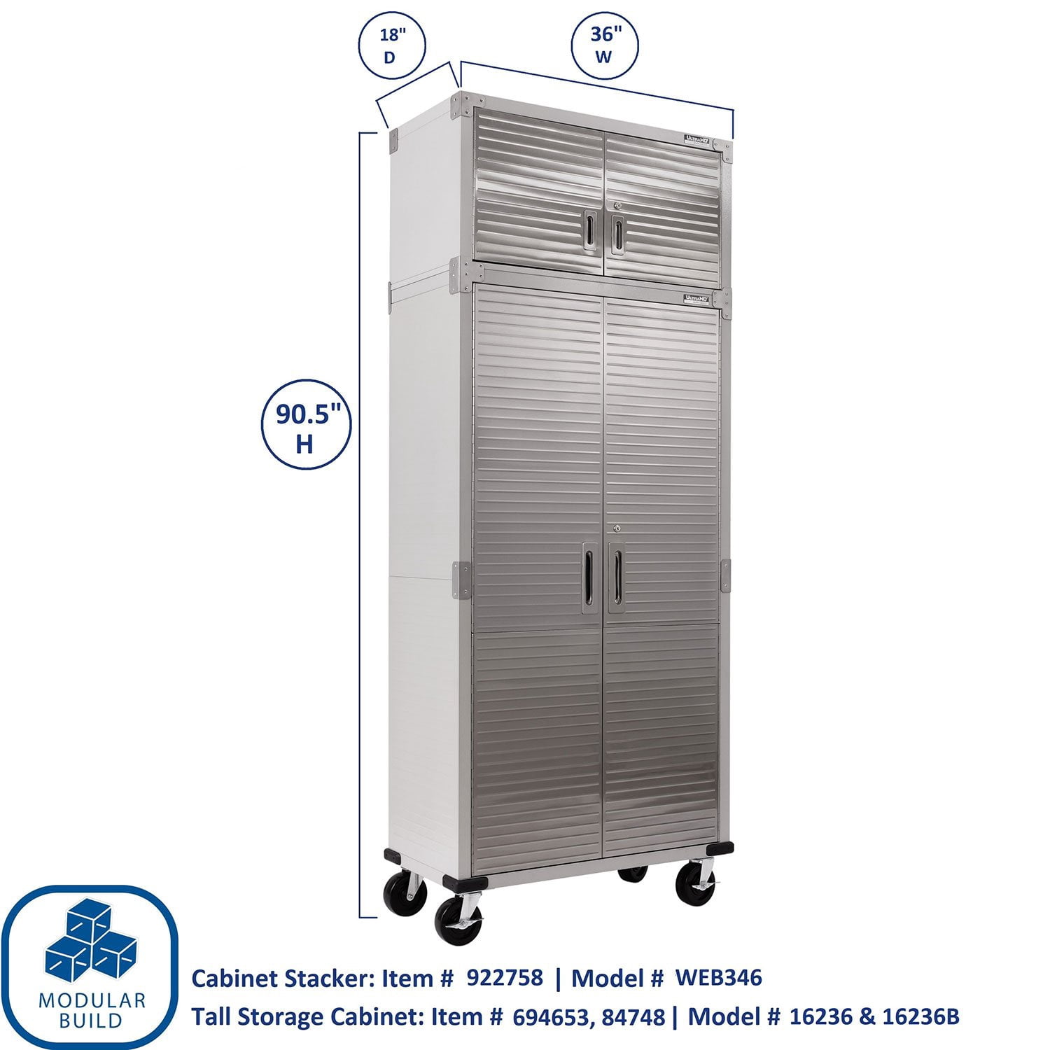 Seville Classics UltraHD 2 Piece Rolling Steel Garage Storage
