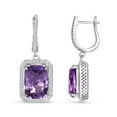 thumbnail image 3 of Cushion Cut Gemstone Halo Dangle Earrings in Sterling Silver, 3 of 5