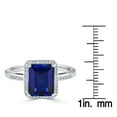 thumbnail image 4 of Emerald Cut Gemstone & 0.14 CT. T.W. Halo Diamond Ring in Sterling Silver, 4 of 5