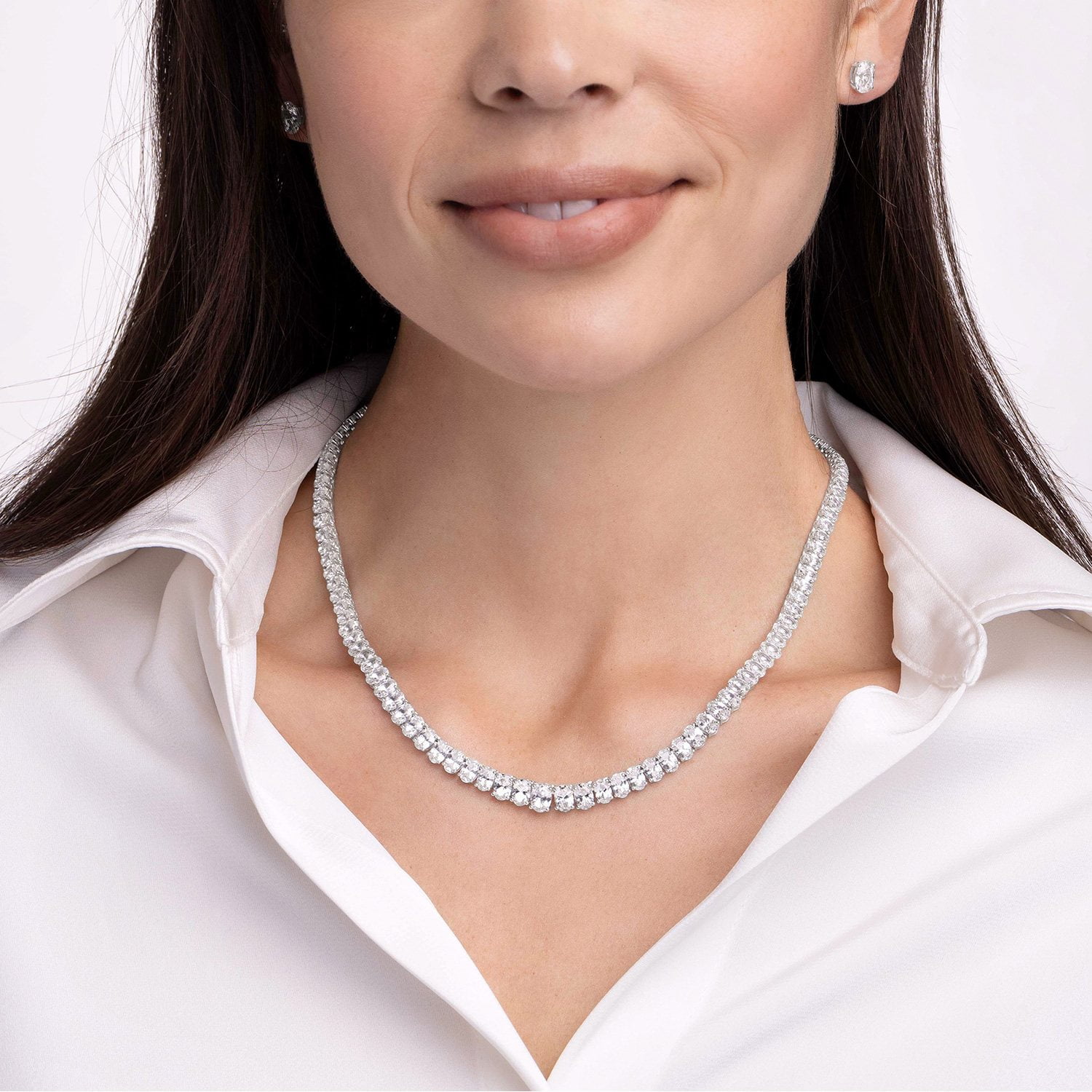 925 Sterling Silver Lab White Sapphire Tennis Necklace - Samsclub.com