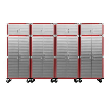 Seville Classics UltraHD 8-Piece Rolling Steel Garage Storage Cabinet With Stacker Set, 12 Feet Wide