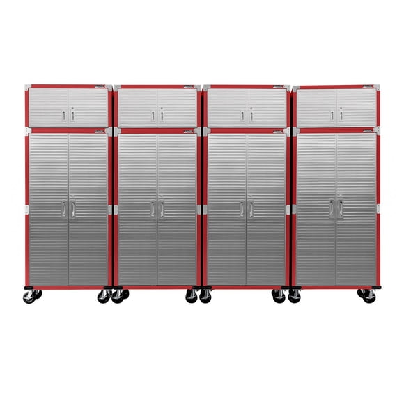 Seville Classics UltraHD 8-Piece Rolling Steel Garage Storage Cabinet With Stacker Set, 12 Feet Wide
