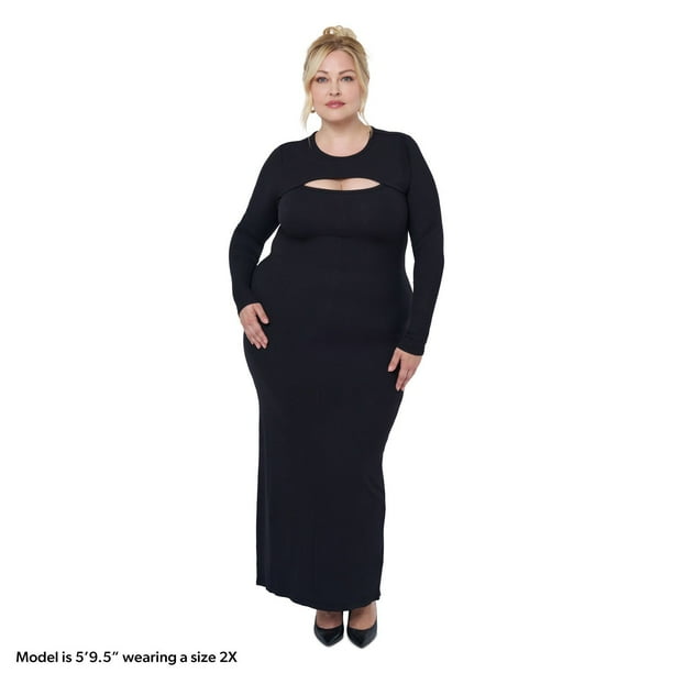 flex cutout fitness dress Romany Cut-Out Waist Maxi Dress Black– Selfie Leslie main image 0