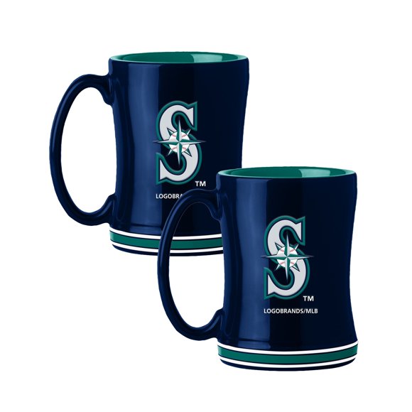 Logo Brands Seattle Mariners 14oz Relief Mug Set