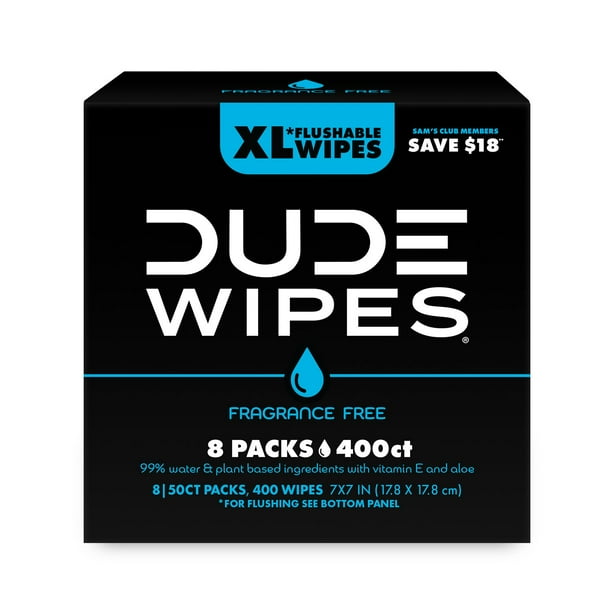 FAB フレッシュ＆ブラッド　最も脆い所　4枚 DUDE WIPES XL Flushable Wipes, Fragrance Free, 8 ct., 400 wipes