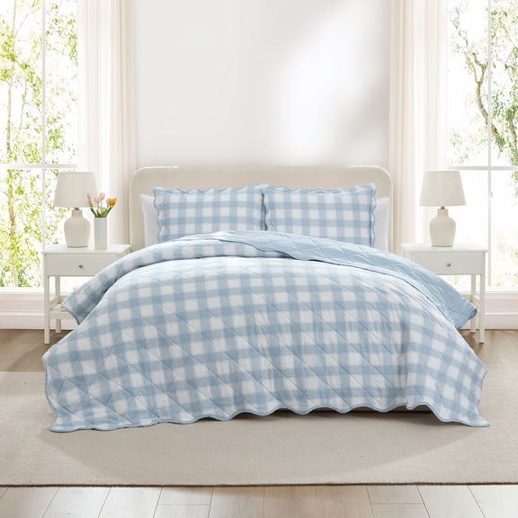 Hallmark Checkered Bliss 3-Piece Scalloped Quilt Set, Assorted Sizes