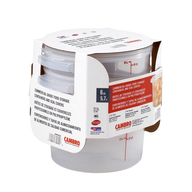Cambro Round Translucent Container with Lid 6 qt., 2 pk
