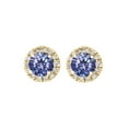thumbnail image 2 of Round Cut Gemstone & 0.28 CT. T.W. Halo Diamond Stud Earrings in 14K Gold, 2 of 4