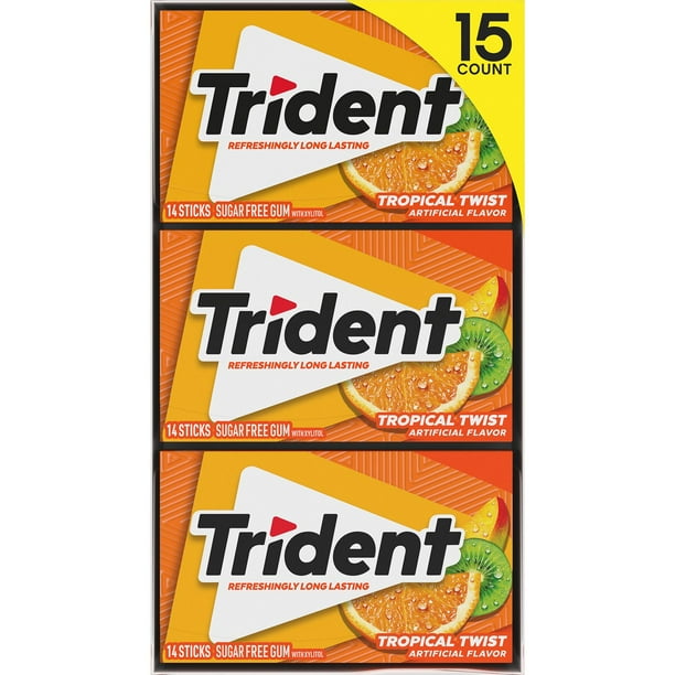 Trident Tropical Twist Sugar Free Gum, 14 pcs., 15 pk. - Samsclub.com