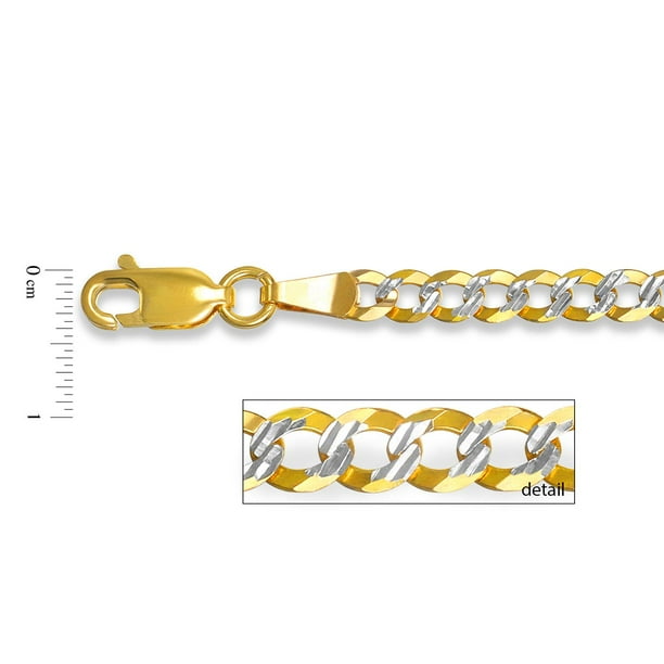 Two-Tone Diamond Cut Curb Chain Necklace in 14K Gold,