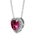 thumbnail image 2 of Lab Created Gemstone & Diamond Accent Heart Pendant Necklace in 14K Gold, 2 of 4