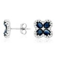 thumbnail image 1 of Oval Cut Gemstone & 0.35 CT.T.W. Diamond Clover Stud Earrings in 14K Gold, 1 of 3