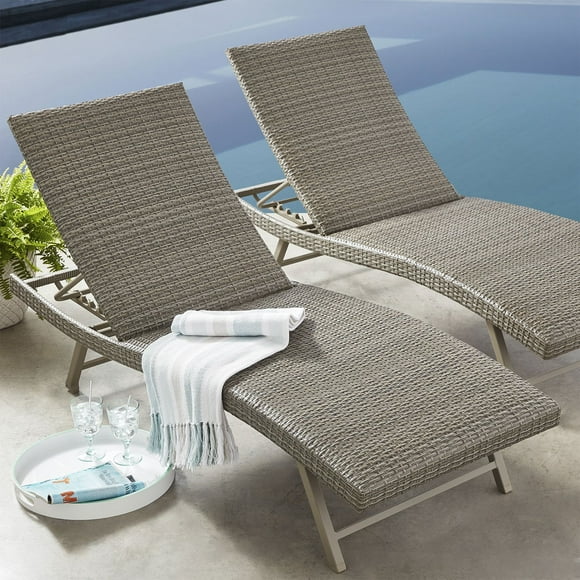 Member's Mark Padded Wicker Chaise Lounger, Set of 2