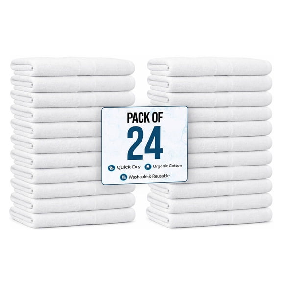 Simpli-Magic Commercial Cotton Hand Towels Wash Cleaning Cloths , White, 16” x 27”, 24 Pack of 144 Pack