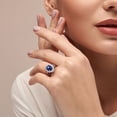 thumbnail image 5 of Natural Untreated Blue Sapphire and 0.55 CT. Diamond Halo Ring in 14K White Gold, 5 of 6