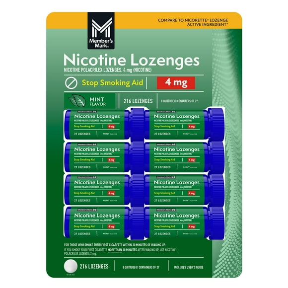 Member's Mark Nicotine Lozenge Mint Flavor 4 mg, 27 ct., 8pk.