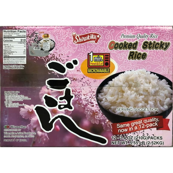 Shirakiku Cooked Sticky White Rice, 88.8oz.