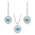 thumbnail image 1 of Round Cut Lab Created Gemstone Dancing Pendant & Earring Set in Sterling Silver, 1 of 8