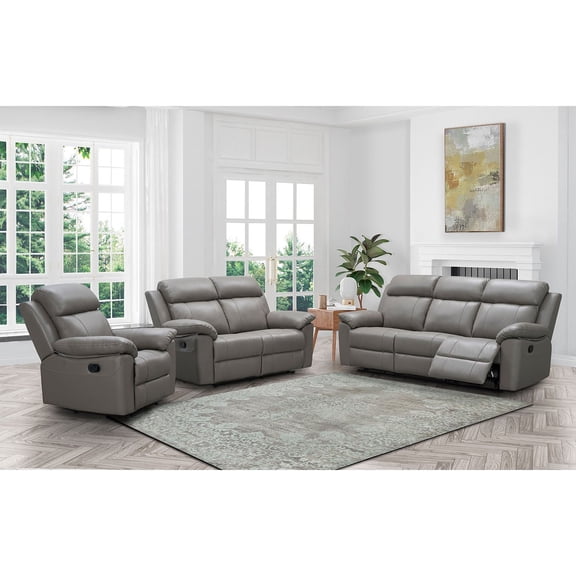 Manhattan 3-Piece Top-Grain Leather Reclining Set