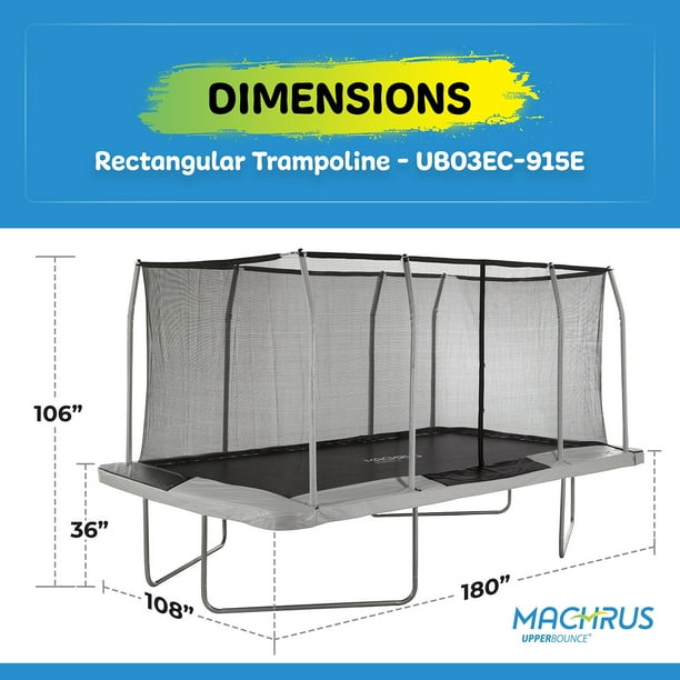 Upper Bounce Mega Rectangular Trampoline with Fiber Flex Enclosure