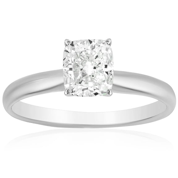 Cushion Cut Solitaire Diamond Ring in 18K Gold