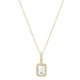 thumbnail image 3 of Emerald Cut Lab Created Gemstone & Diamond Halo Pendant Necklace in 14K Gold, 3 of 4