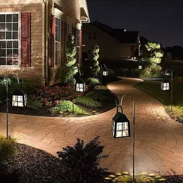 Deck Impressions Farmhouse Solar LED Shepherd's Hook Lanterns, 4