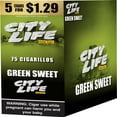 thumbnail image 1 of City Life Cigarillo Foil Pouch, Green Sweet Pre-Priced $1.29 for 5 cigars, 15 pack, 1 of 2