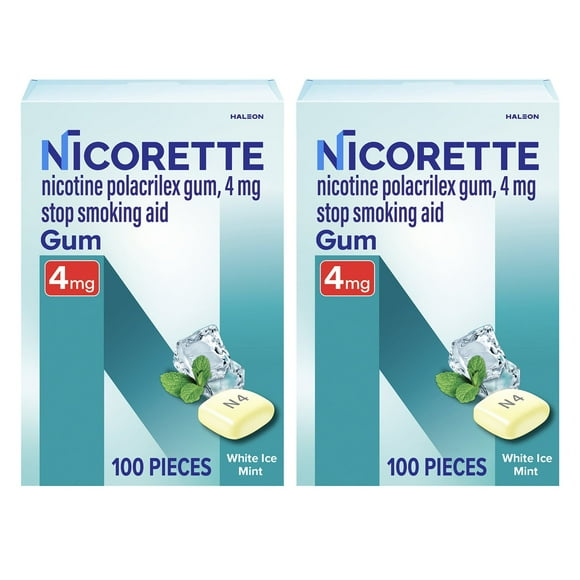 Nicorette Nicotine Gum, 4mg, White Ice Mint, 200 ct.