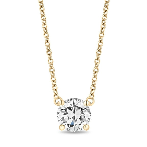 Round Cut Diamond Solitaire Necklace in 18K Gold