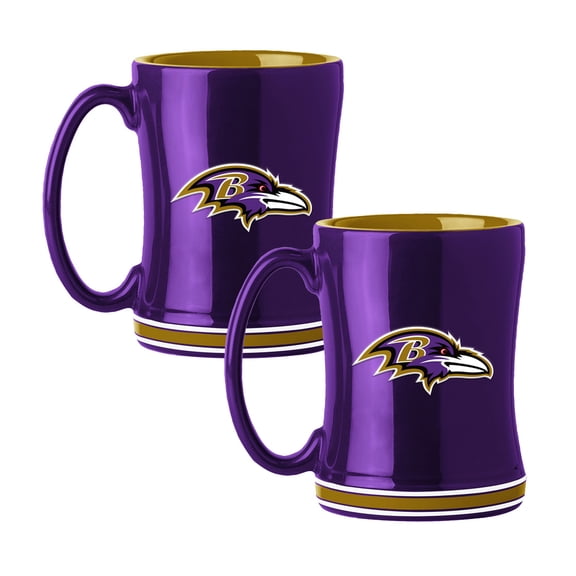 Logo Brands Baltimore Ravens 14oz Relief Mug Set