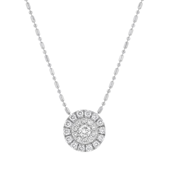 0.50 CT. T.W. Round Halo Diamond Pendant in 14K Gold