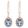 thumbnail image 2 of Oval Cut Genuine Gemstone and 0.16 CT. T.W. Diamond Dangle Earrings in 14K Gold, 2 of 5